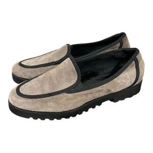 Ron White Rita Gray and Black Suede Loafers Vibram Soles Size 8
